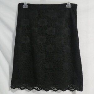 LAURA | size 12 | Black Lace Floral Skirt | Lined | Side Zip | Made In Canada